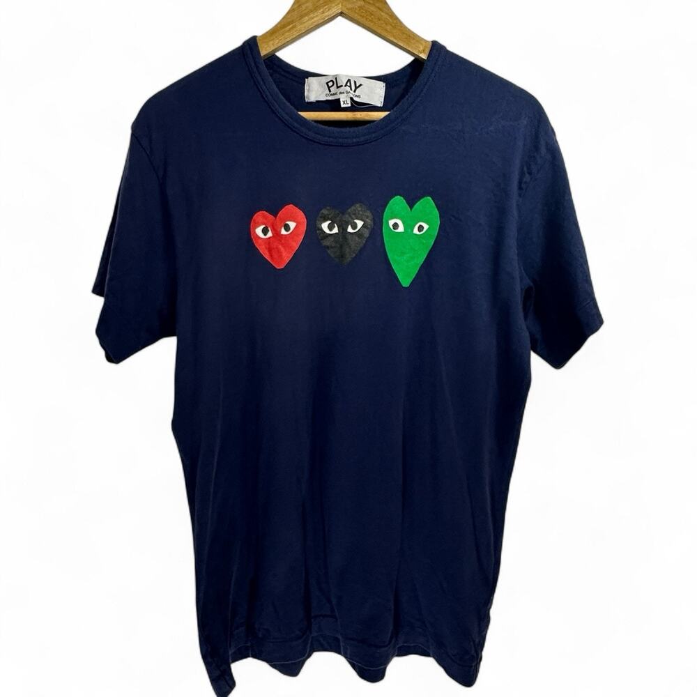 Comme des Garcons CDG Play Multi Heart T-shirt Navy Men’s Size XL